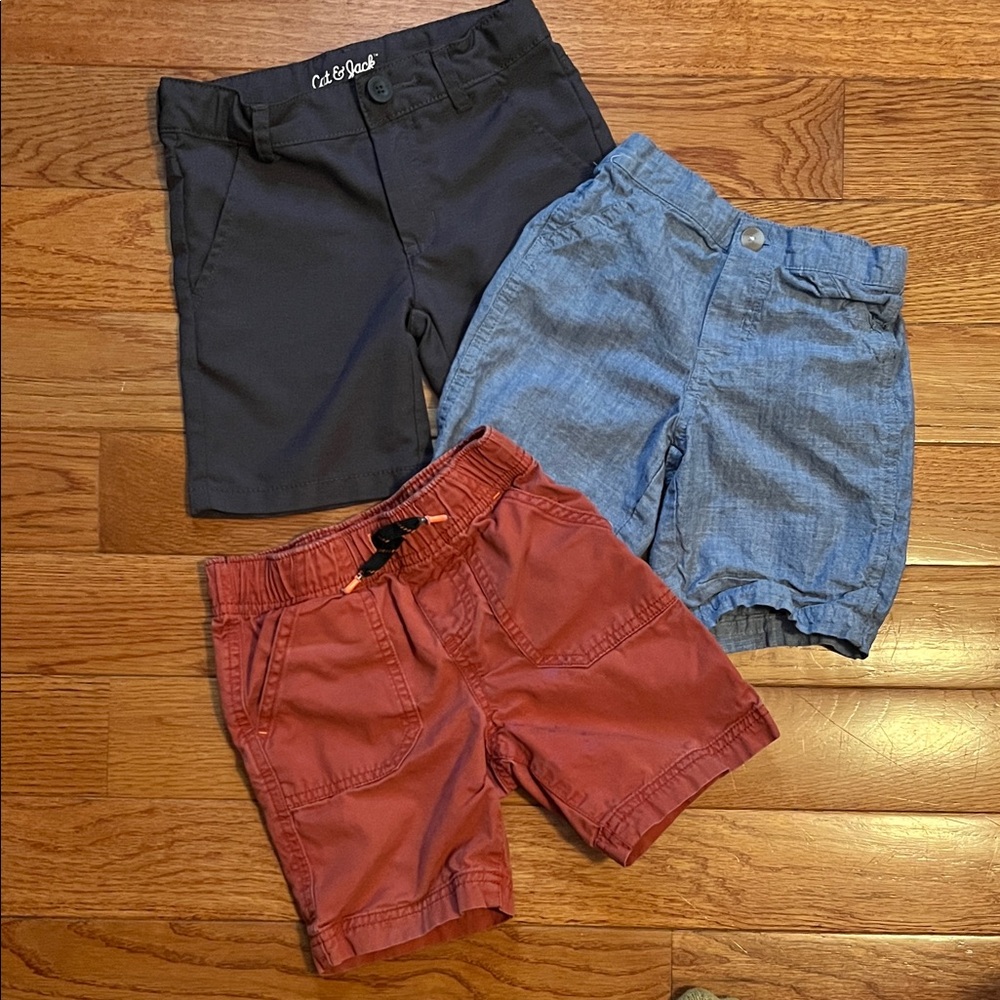 Cat & Jack Kids Shorts - Charcoal, Light Blue, and Brick Red - 3 pairs
